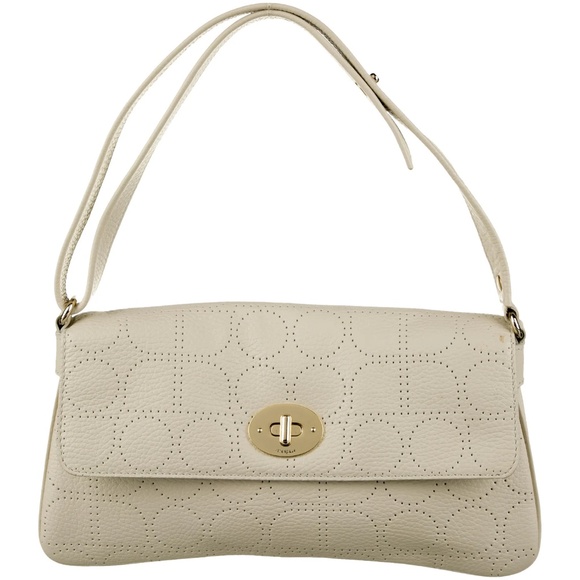 kate spade Handbags - Kate Spade New York Leather Off White Cream Perforated Shoulder Bag Purse